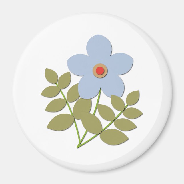 Aimant С simple fleur bleue (Devant)