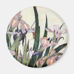 Aimant 杜 若 と き り ぎ り, Iris et Grasshopper, Hokusai