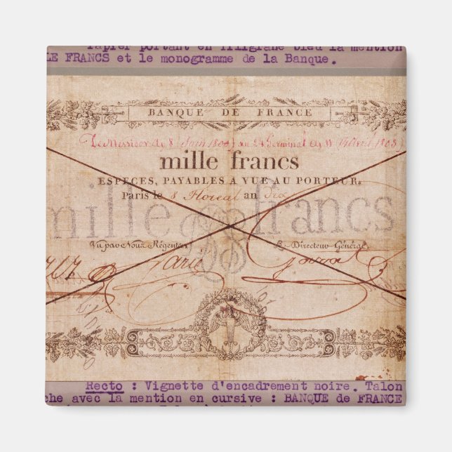 Aimant 1000 Francs billet de 8 Floreal, An X (Devant)