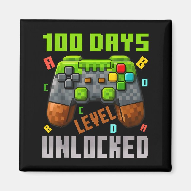 Aimant 100 Days Level Unlocked Gaming 100 Days Of School  (Devant)