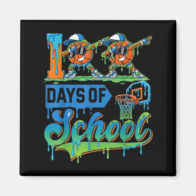 Aimant 100 Days Of School Boys Basketball Drip 100th Day  (Devant)