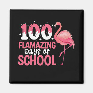 Aimant 100 Journées Flamazing d'école Professeur Flamant