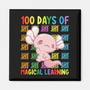 Aimant 100 Jours D'Apprentissage Magique École Axolotl