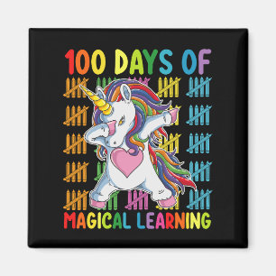Aimant 100 Jours D'Apprentissage Magique École Unicorn