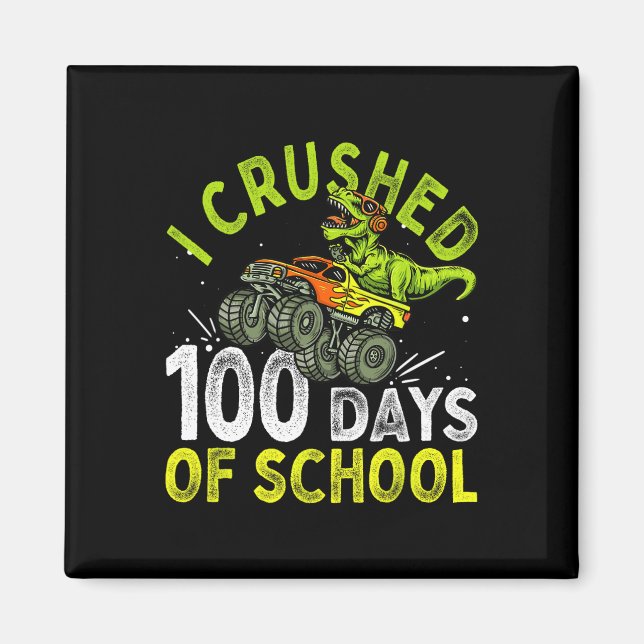 Aimant 100 Jours De Camion Monster Dinosaure Scolaire (Devant)