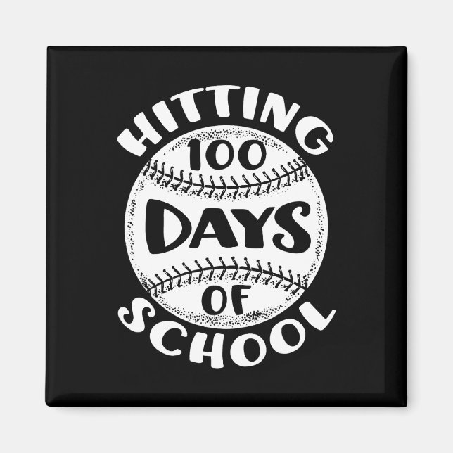 Aimant 100 Jours De Joueur De Baseball Scolaire Étudiant (Devant)