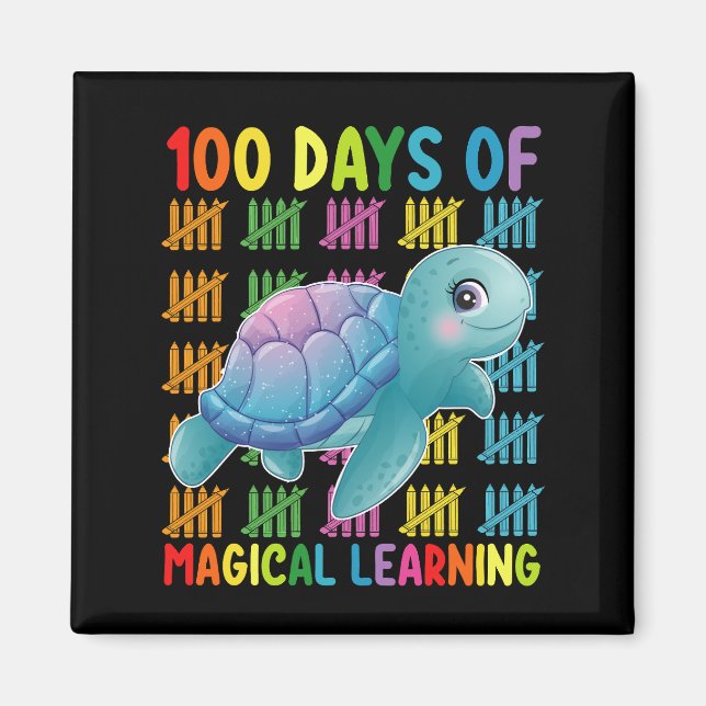 Aimant 100 Jours De Magical Learning Turtle School (Devant)