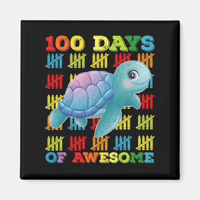 Aimant 100 Jours De Tortue Awesome 100ème Jour De L'École (Devant)