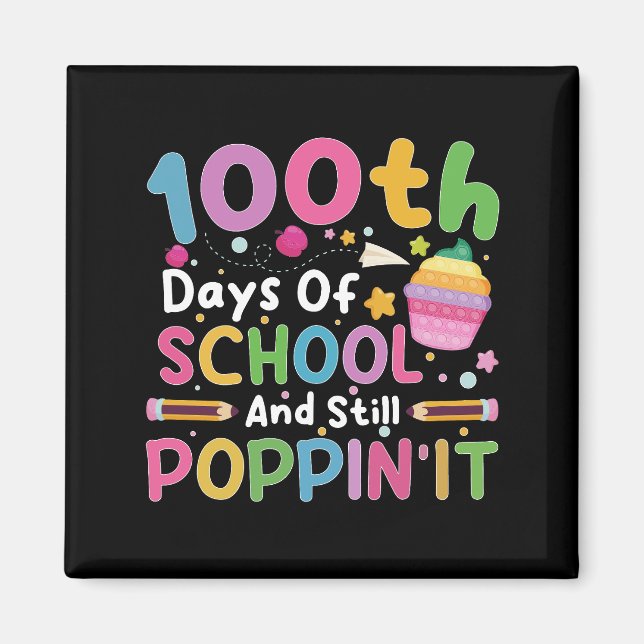 Aimant 100 Jours D'École Et Toujours Poppin' Girl (Devant)