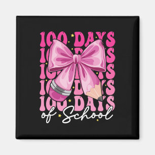 Aimant 100 jours d'école filles coquette noeud 100e jour