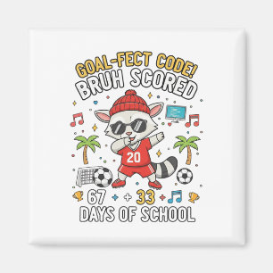 Aimant 100 jours d'école football codage Raton laveur Dab