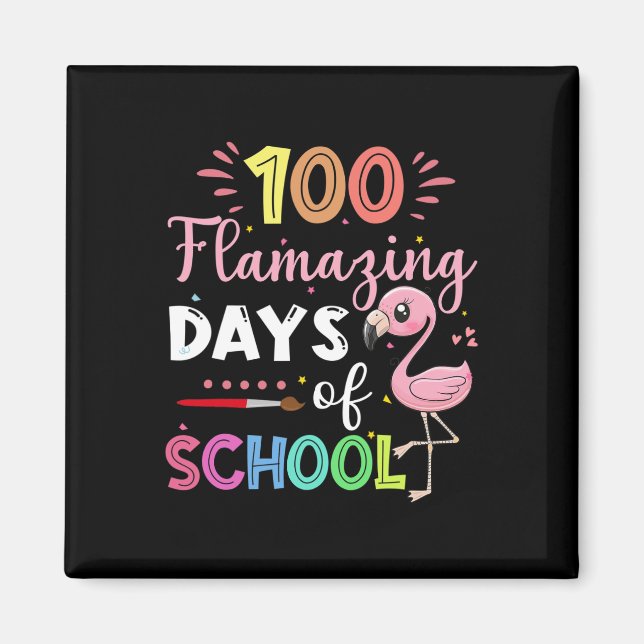 Aimant 100 Jours Extraordinaires D'École Mignonne Flamant (Devant)