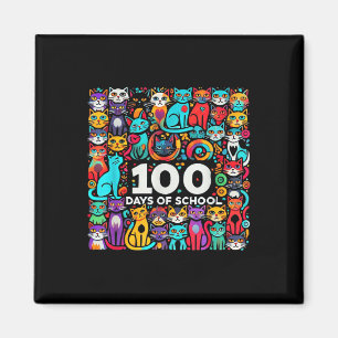 Aimant 100e Jour Chat Facile 100 Jours D'Enseignant Ensei
