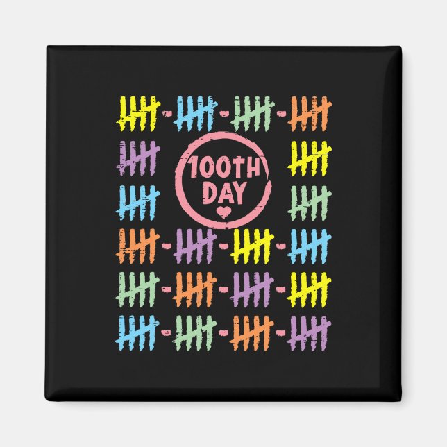 Aimant 100e Jour Rainbow Lines Marque 100 Jours De Sc (Devant)