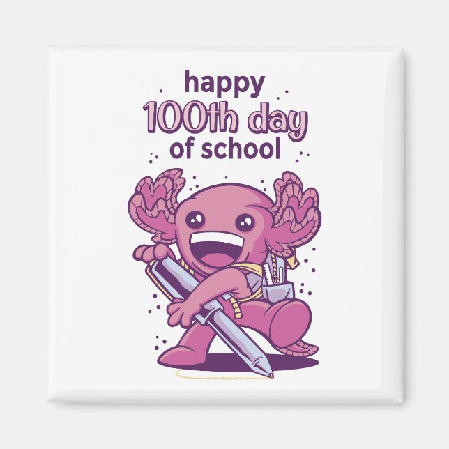 Aimant 100ème jour d'invitation à l'école (Devant)