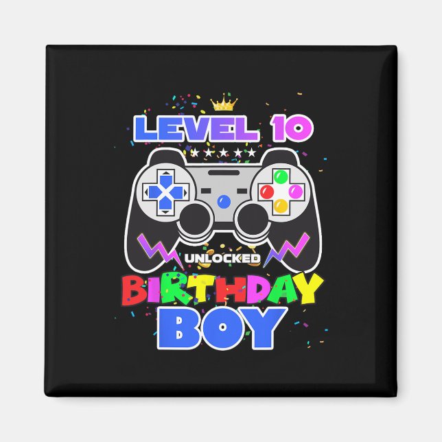 Aimant 10 Anniversaire déverrouillé Jeu vidéo garçon 10e  (Devant)