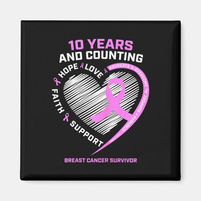 Aimant 10 Ans Cancer Du Sein Les Cadeaux De Survivant Pou (Devant)