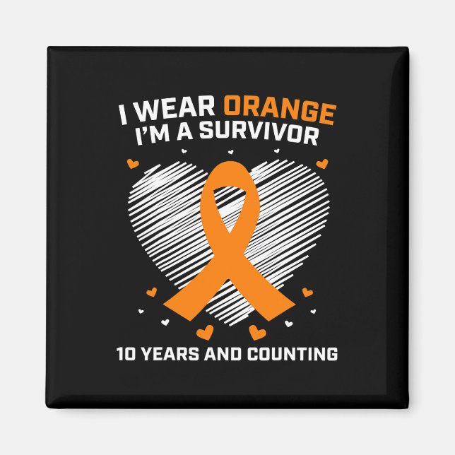 Aimant 10 ans Cancer Libre Leucémie Survivant Cadeaux Ora (Devant)