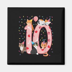 Aimant 10e anniversaire fille mignonne tenue de chat 10 a