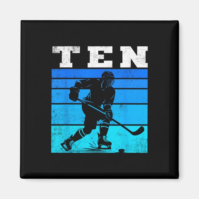 Aimant 10th Birthday Ice Hockey Boys Ten Hockey Birthday  (Devant)