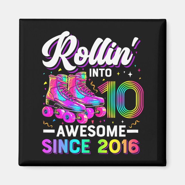 Aimant 10th Birthday Shirt Girl 10 Year Old Roller Skate  (Devant)