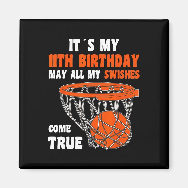 Aimant 11 ans Joyeux 11e anniversaire Basketball 11e Bi (Devant)
