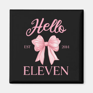 Aimant 11e anniversaire fille mignonne Coquette Bow Bonjo
