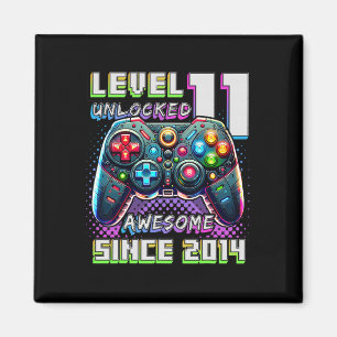 Aimant 11e anniversaire Garçon niveau 11 Jeu 11 ans Jeu v