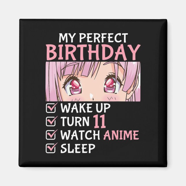 Aimant 11e anniversaire Veille Anime 11 ans Anime Ado (Devant)
