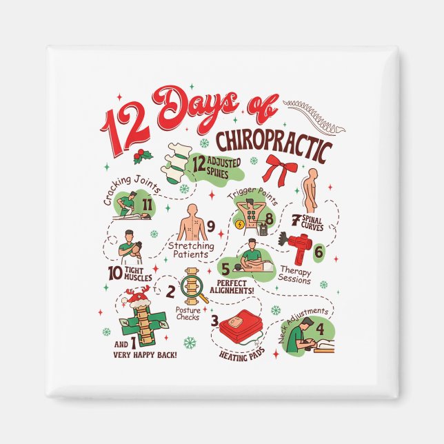 Aimant 12 Days Of Chiropractic Christmas Chiropractor  (Devant)