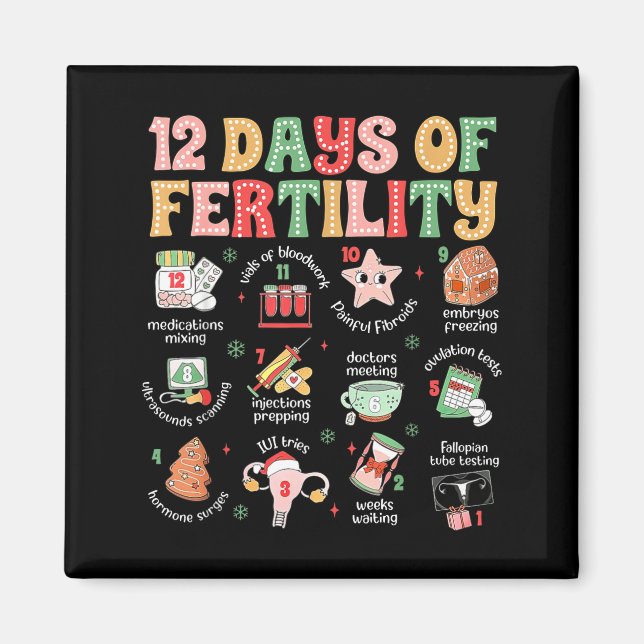 Aimant 12 Days Of Fertility Ivf Nurse Christmas Ob Gyn Tr (Devant)