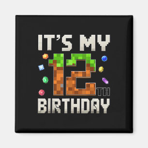 Aimant 12e anniversaire 12 ans Anniversaire Garçon Gamer