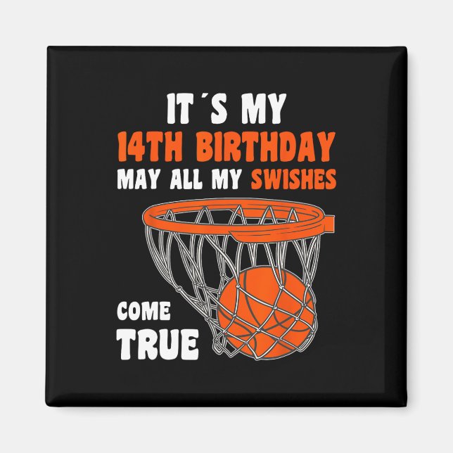 Aimant 14 Ans Joyeux 14e anniversaire Basketball 14e bi (Devant)