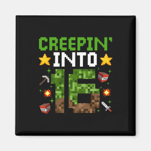 Aimant 16e Anniversaire Joueur Pixel Creepin’ en 16 Vidéo