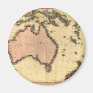 Aimant 1818 carte de l'Autralasie - Australie, Nouvelle