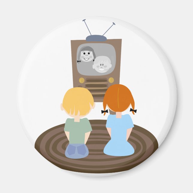 Aimant 1950 TV Watching Kids (Devant)