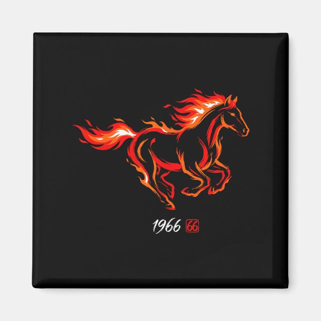 Aimant 1966 Année Cheval de Feu 60e Graphisme (Devant)