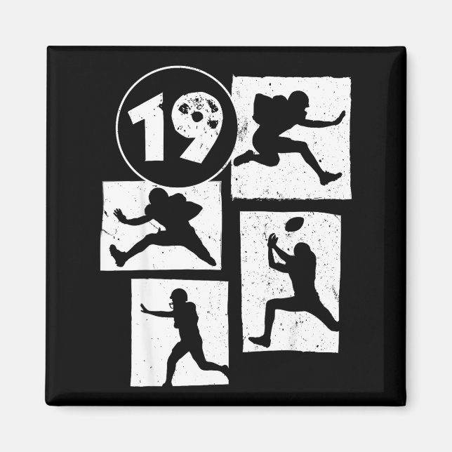 Aimant 19th Birthday Retro American Football 19 Years Old (Devant)