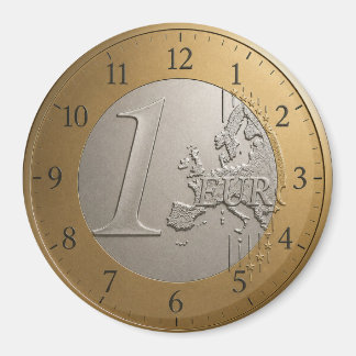 Aimant 1 Euro Coin Golden Metallic European Map Art