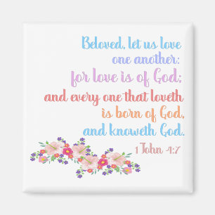 Aimant 1 Jean 4:7 Verset biblique Texte arc-en-ciel
