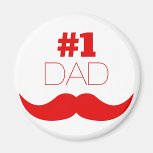 Aimant #1 Papa Moustache Rouge - Numéro Un
