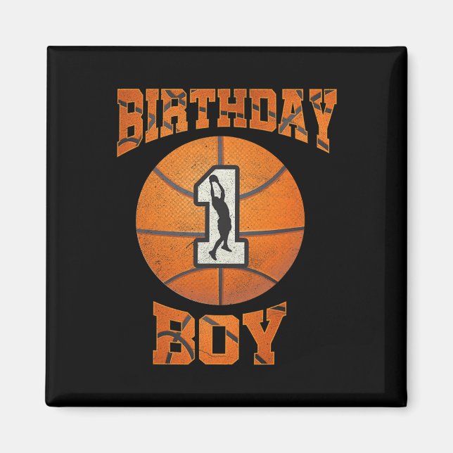 Aimant 1er Anniversaire tenue de garçon Basketball 1ère a (Devant)