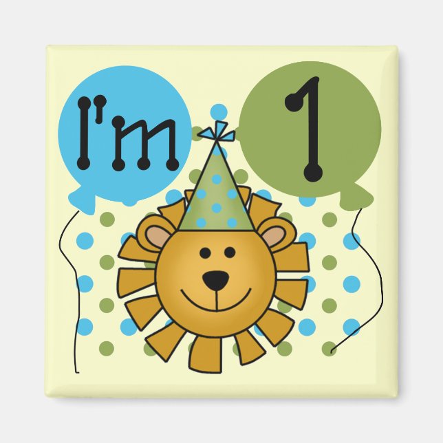 Aimant 1er Lion Anniversaire Tshirts et cadeaux (Devant)