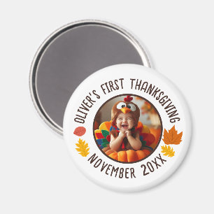Aimant 1er Thanksgiving Photo personnalisée Feuilles d'au