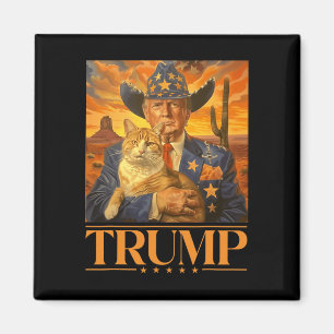 Aimant 2024 Et Cat Western Cowboy Patriotic 4 juillet