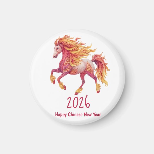 Aimant 2026 Fiery Horse – Happy Chinese New Year (Devant)