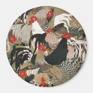 Aimant 20. 群 鶏 図, 冲 Foule de coqs, Jakuchu