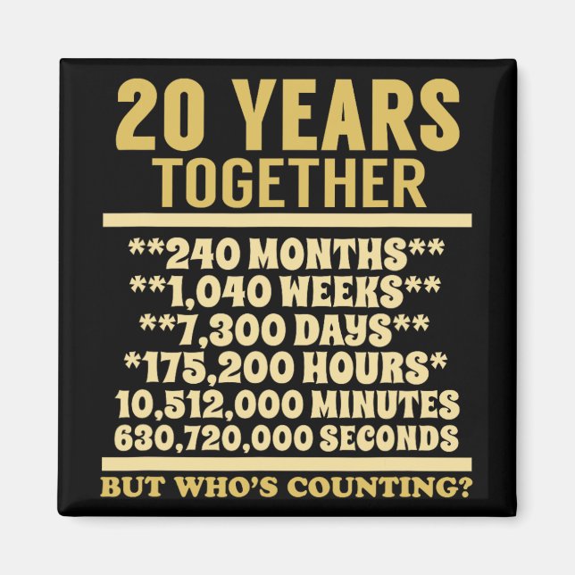 Aimant 20 Anniversaire T Chemise 20e Mariage Coup cadeau (Devant)