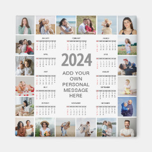 Aimant 20 Collage Photo 2024 Année En Coup D'Oeil Calendr
