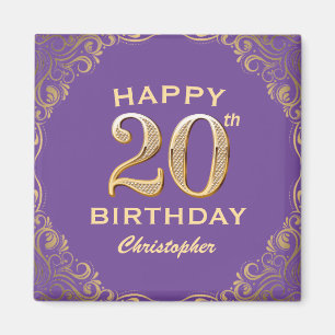 Aimant 20e anniversaire de la Parties scintillant violet
